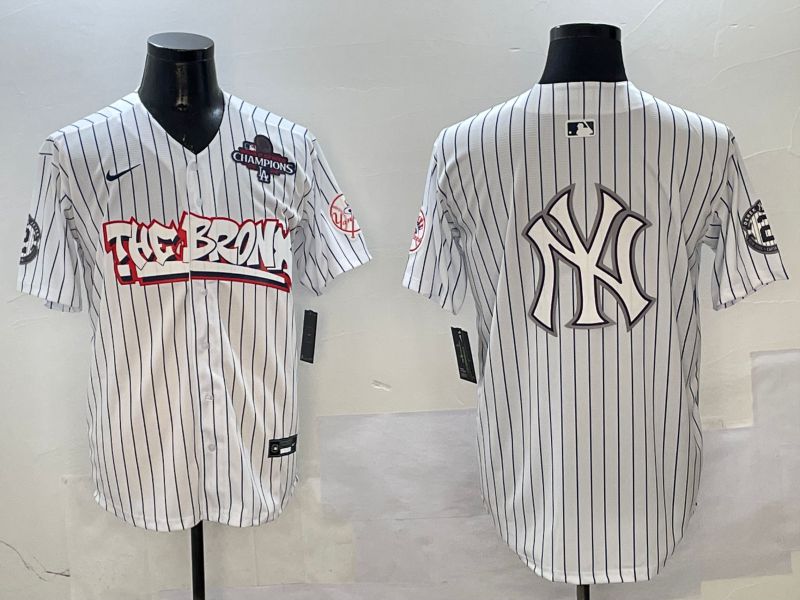 Men New York Yankees Blank White Stripe four generations Joint Name 2025 Nike MLB Jersey style 9
